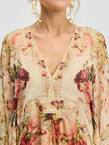 Rose Print Mulberry Silk Dress - Social Queen