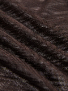 Close-up of brown ribbed fabric with a textured, wavy pattern, ideal for the Rose-Tie Neck Knit Cardigan by Social Queen. Perfect for creating a modern sleeveless or cropped fitted look.