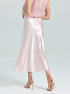 Satin A-Line Midi Skirt - Social Queen