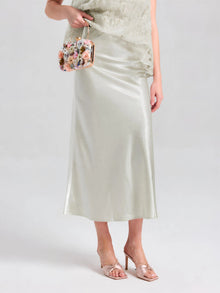 Satin A-Line Midi Skirt - Social Queen