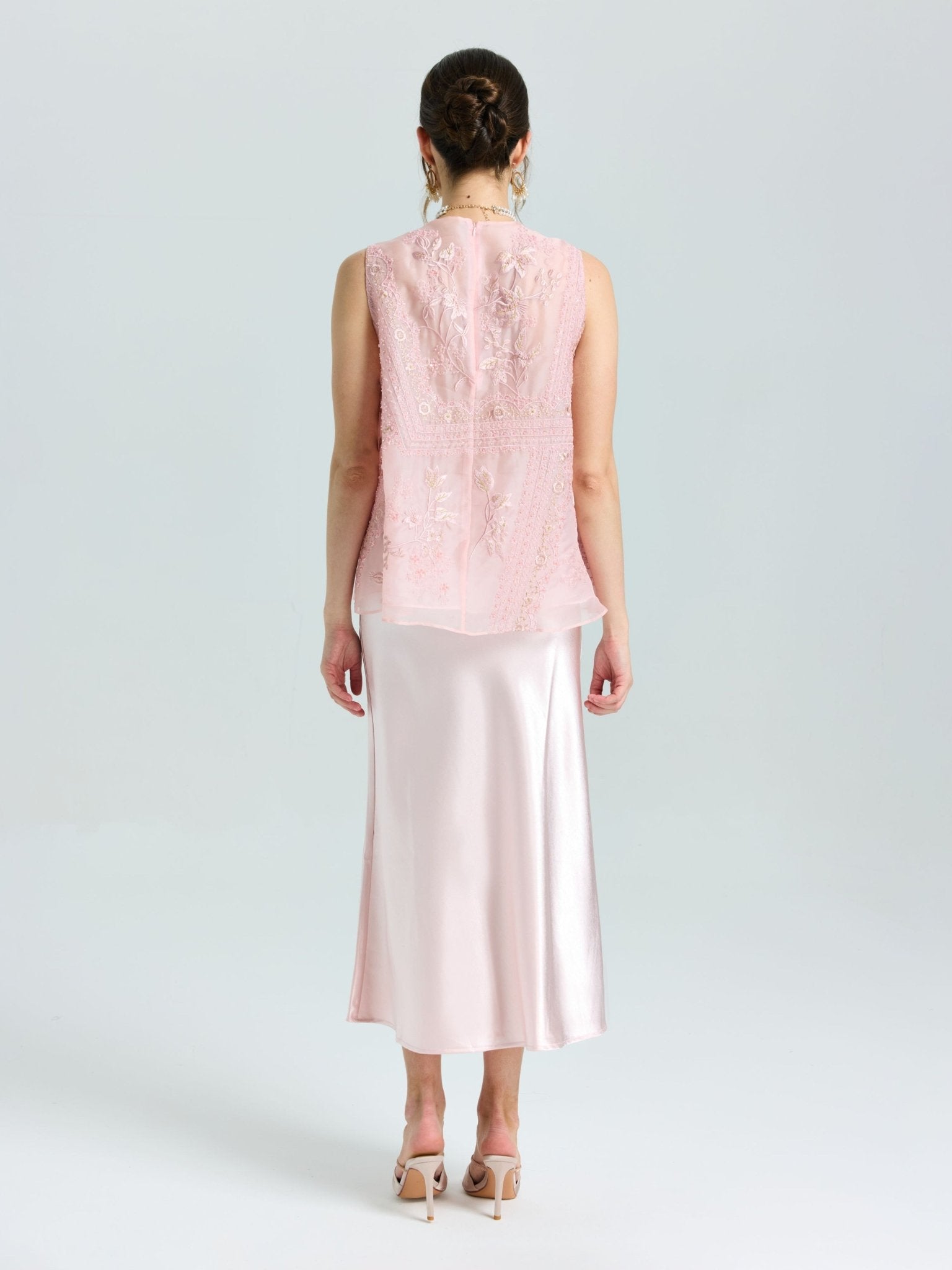 Satin A-Line Midi Skirt - Social Queen