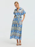Seahorse Print Shirt Dress - Social Queen
