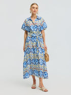 Seahorse Print Shirt Dress - Social Queen