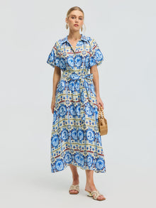 Seahorse Print Shirt Dress - Social Queen