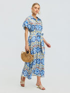 Seahorse Print Shirt Dress - Social Queen
