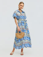 Seahorse Print Shirt Dress - Social Queen