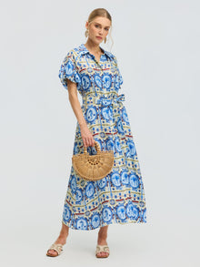 Seahorse Print Shirt Dress - Social Queen