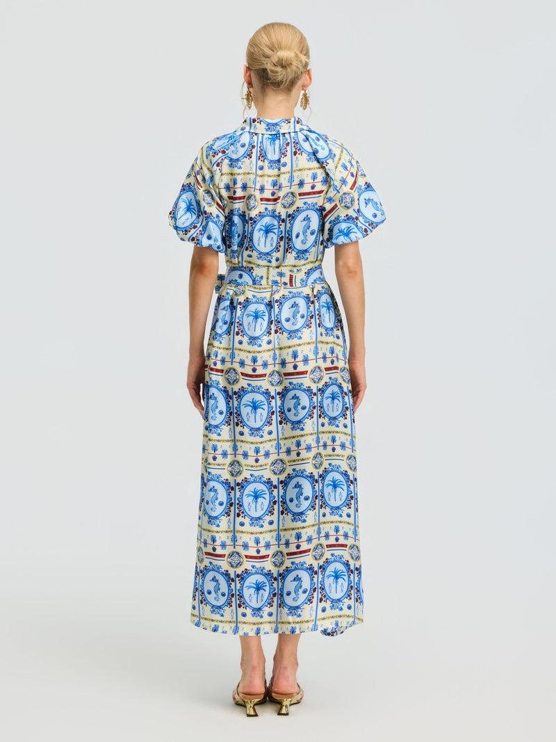 Seahorse Print Shirt Dress - Social Queen