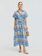 Seahorse Print Shirt Dress - Social Queen