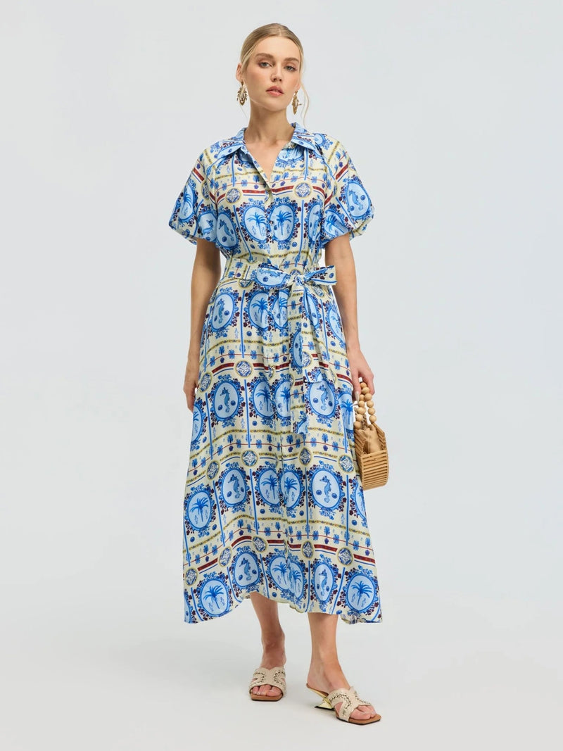 Seahorse Print Shirt Dress - Social Queen