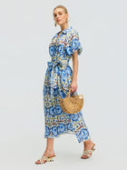 Seahorse Print Shirt Dress - Social Queen