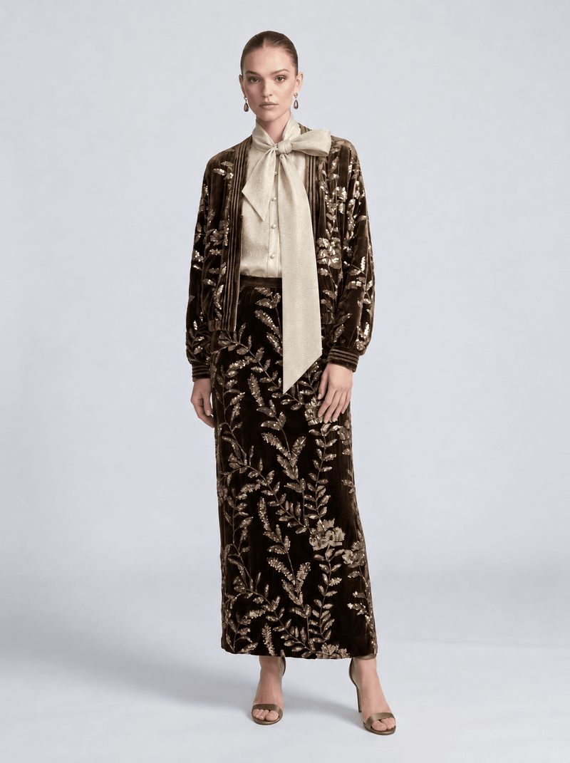 Sequin Embroidered Velvet Jacket - Social Queen