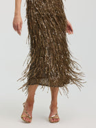 Sequin Fringe Midi Skirt - Social Queen