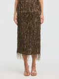 Sequin Fringe Midi Skirt - Social Queen