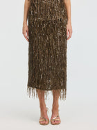 Sequin Fringe Midi Skirt - Social Queen