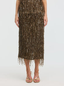 Sequin Fringe Midi Skirt - Social Queen