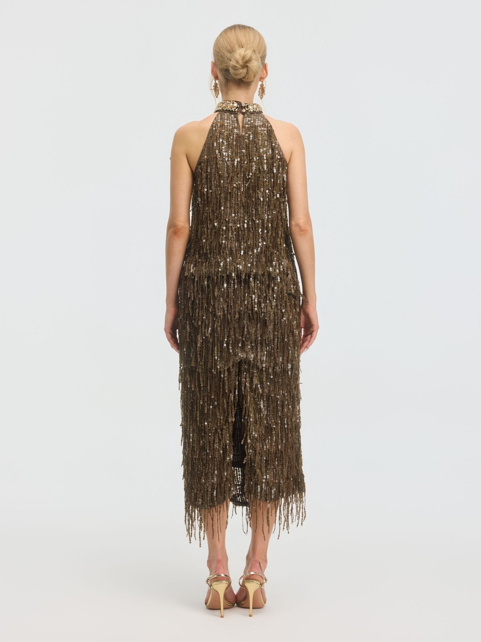 Sequin Fringe Midi Skirt - Social Queen