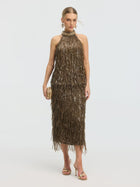Sequin Fringe Midi Skirt - Social Queen