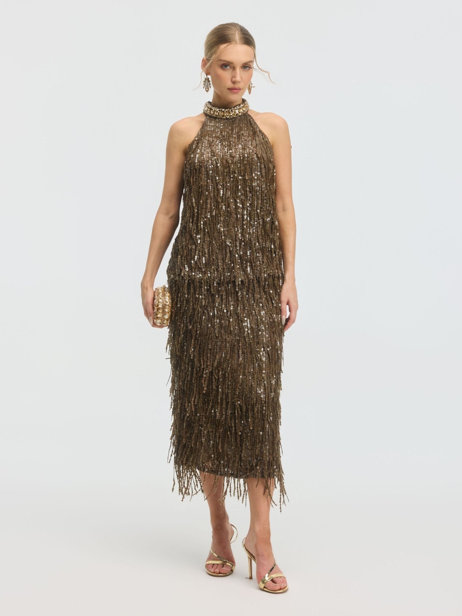 Sequin Fringe Midi Skirt - Social Queen