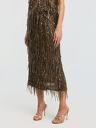 Sequin Fringe Midi Skirt - Social Queen