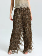 Sequin Fringe Wide - Leg Pants - Social Queen