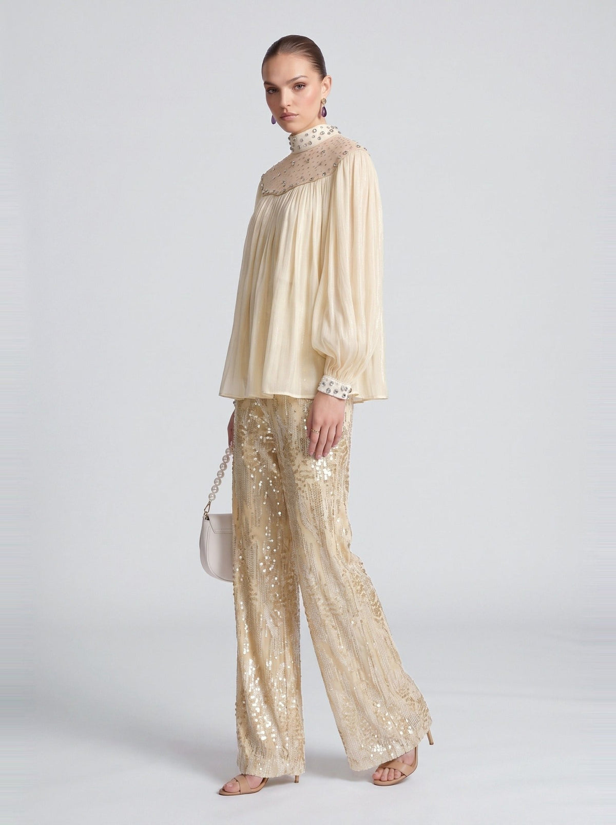 Sequin Wide-Leg Pants - Social Queen