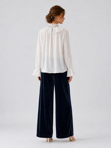 Silk Velvet Wide-Leg Pants - Social Queen