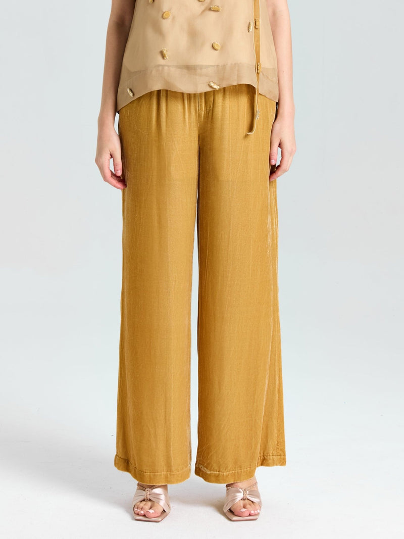 Silk Velvet Wide - Leg Pants - Social Queen