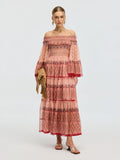 Smocked Off-Shoulder Silk Dress - Social Queen