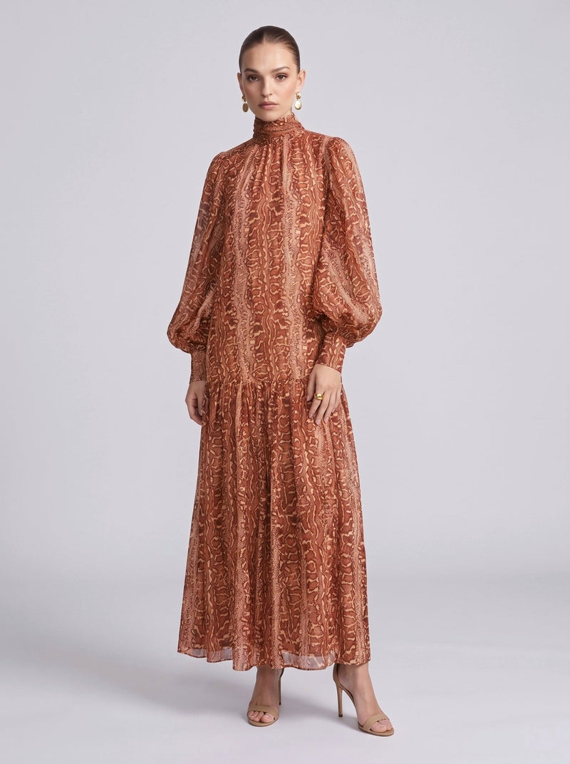 Snake Print Ramie Maxi Dress (Slip Dress Included) - Social Queen