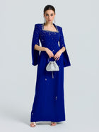 Square Neck Beaded Evening Gown - Social Queen