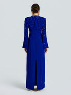 Square Neck Beaded Evening Gown - Social Queen