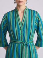 Stripe & Floral Print Linen Dress - Social Queen