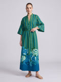 Stripe & Floral Print Linen Dress - Social Queen