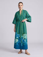 Stripe & Floral Print Linen Dress - Social Queen