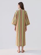 Striped Embroidered Cotton Kaftan Dress - Social Queen