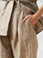 Striped Linen Blend Wide - Leg Pants - Social Queen