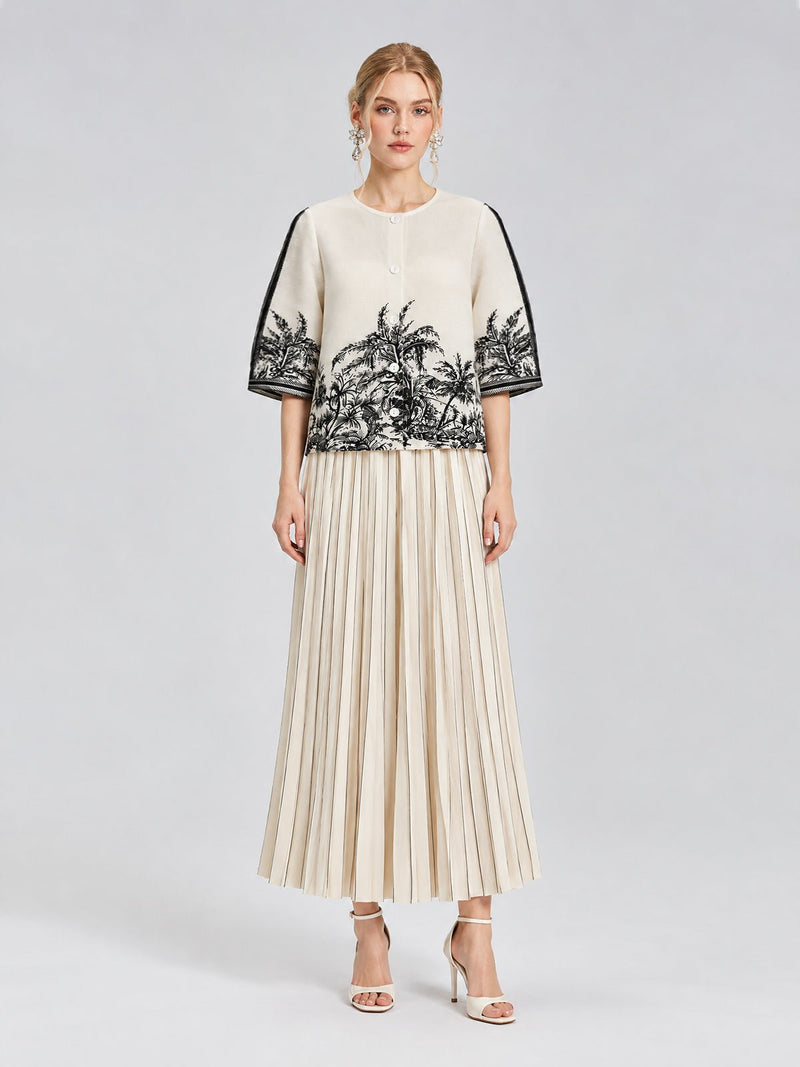 Striped Pleated Wide-Leg Pants - Social Queen