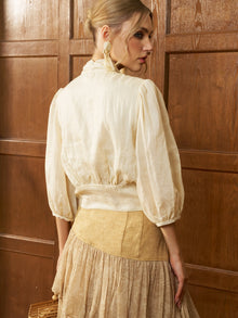 Tie - Front Ramie V - Neck Blouse - Social Queen