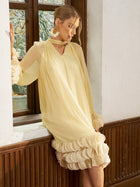 Tiered Ruffle Silk Halter Dress - Social Queen
