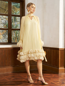 Tiered Ruffle Silk Halter Dress - Social Queen