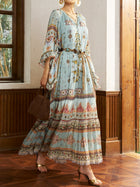 Tribal Print Mulberry Silk Dress - Social Queen