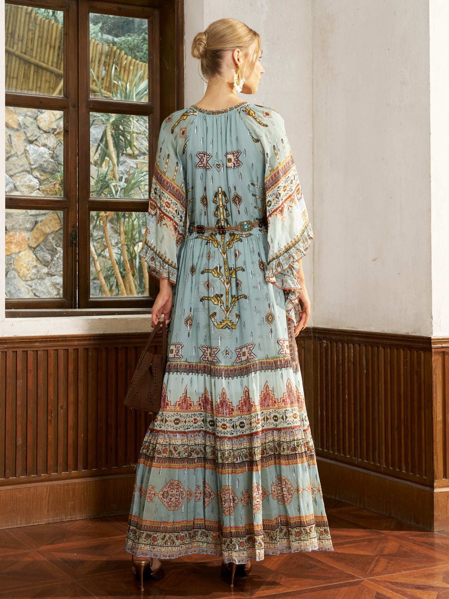 Tribal Print Mulberry Silk Dress - Social Queen