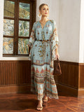 Tribal Print Mulberry Silk Dress - Social Queen