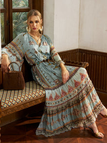 Tribal Print Mulberry Silk Dress - Social Queen