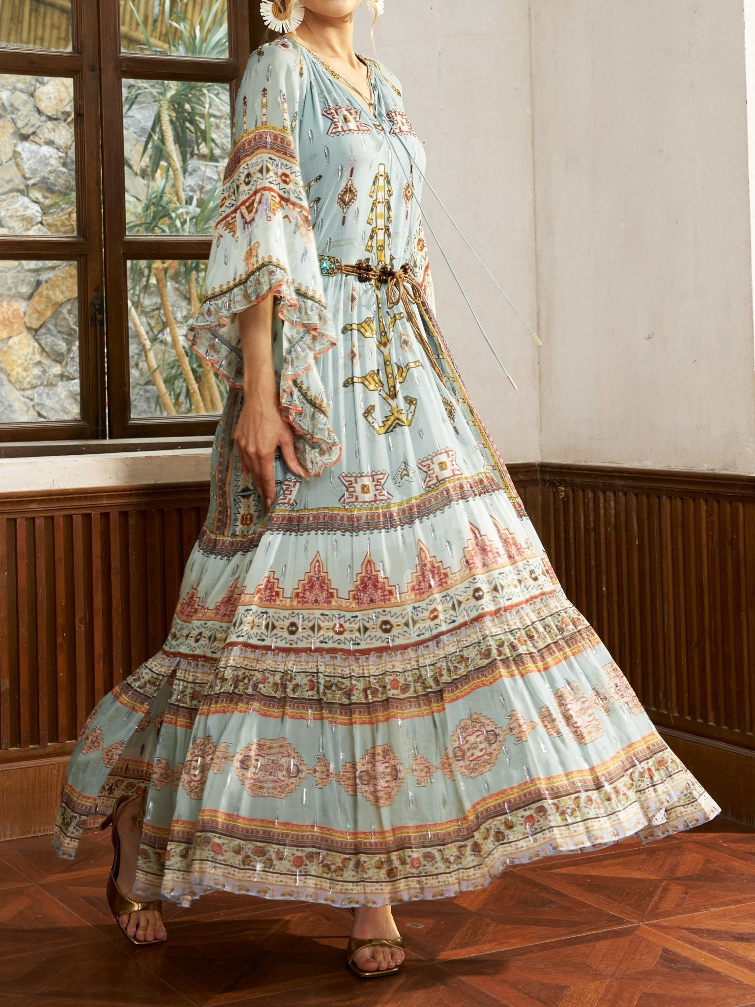 Tribal Print Mulberry Silk Dress - Social Queen