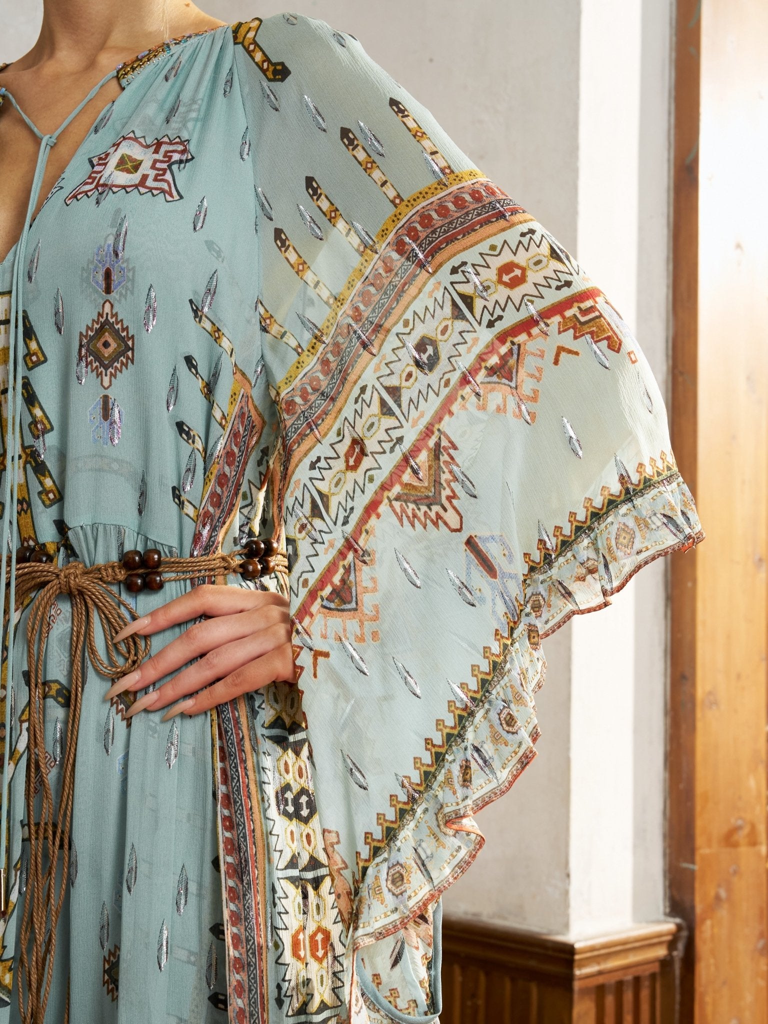 Tribal Print Mulberry Silk Dress - Social Queen