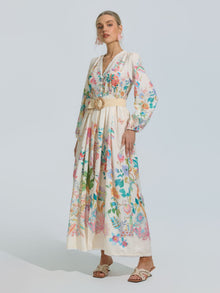 Tropical Botanical Printed Maxi Dress - Social Queen