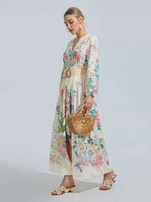 Tropical Botanical Printed Maxi Dress - Social Queen