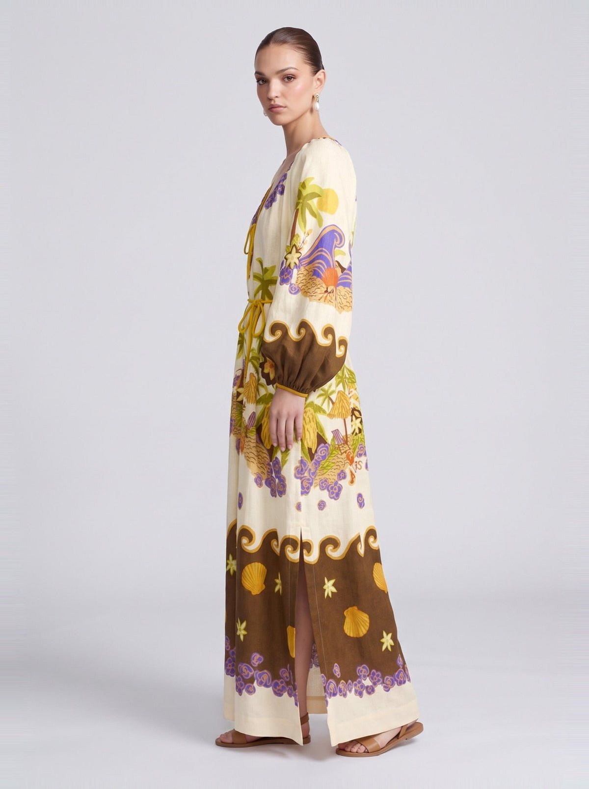 Tropical Escape Linen Maxi Dress - Social Queen